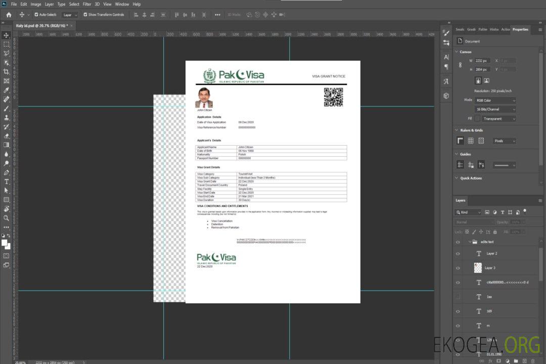 Visa électronique pour le Pakistan en modèle Word et PDF template